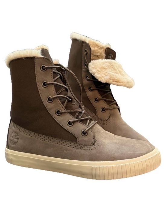 Timberland Shoes - Timberland Skyla Bay Fold Down Fleece Boots Olive Nubuck Lace Up 6